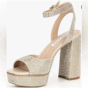 Chelsea & Violet Embellished Rhinestone Platform Dress Sandals Size 10